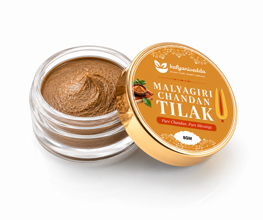 KalyaniVedda Malyagiri Chandan Tilak Paste for Daily Puja (8g) | Pure Sandalwood Tika for Forehead | Authentic Ayurvedic Premium Chandan Paste for Rituals, Meditation & Spiritual Wellness