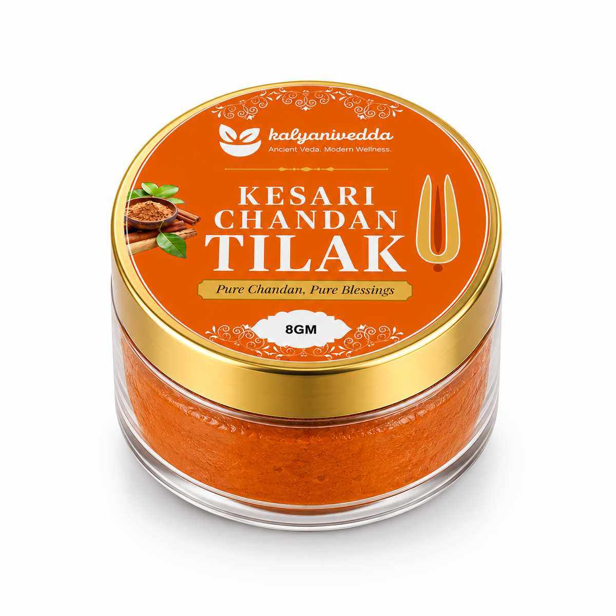 Kalyaniwedda Kesari Chandan Tilak Paste 8GM | Pure Kesari Chandan Paste for Pooja, Daily Tilak, Temple Rituals & Festivals | Ready to Apply Chandan Tilak for Forehead | Traditional Spiritual Use