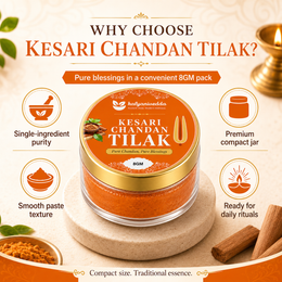 Kalyaniwedda Kesari Chandan Tilak Paste 8GM | Pure Kesari Chandan Paste for Pooja, Daily Tilak, Temple Rituals & Festivals | Ready to Apply Chandan Tilak for Forehead | Traditional Spiritual Use