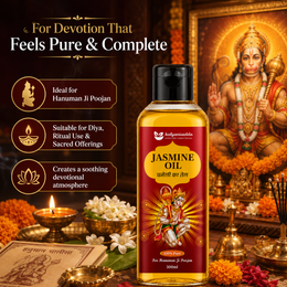 KalyaniVedda Chameli Ka Tel for Hanuman Ji Pooja, Jasmine Oil for Daily Poojan, Diya, Aarti, Mandir Use, Hanuman Jayanti & Sundarkand Paath – 300ml