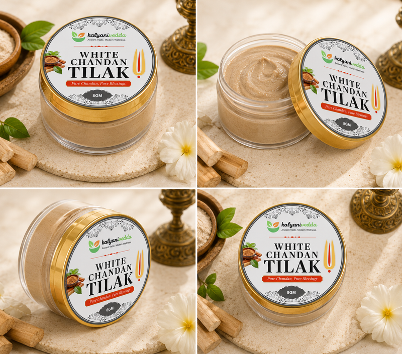 Kalyanivedda White Chandan Tilak Paste for Puja, Meditation & Daily Rituals | Smooth White Chandan Paste | Cooling & Spiritual Tilak | Traditional Vedic Chandan Tilak | 8GM