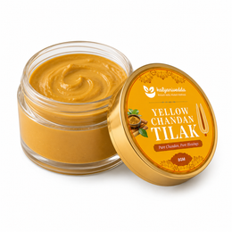 Kalyanivedda Yellow Chandan Tilak Paste for Puja, Rituals and Festival Use, Pure Sandalwood, Cooling and Smooth, Ready to Apply, 8GM